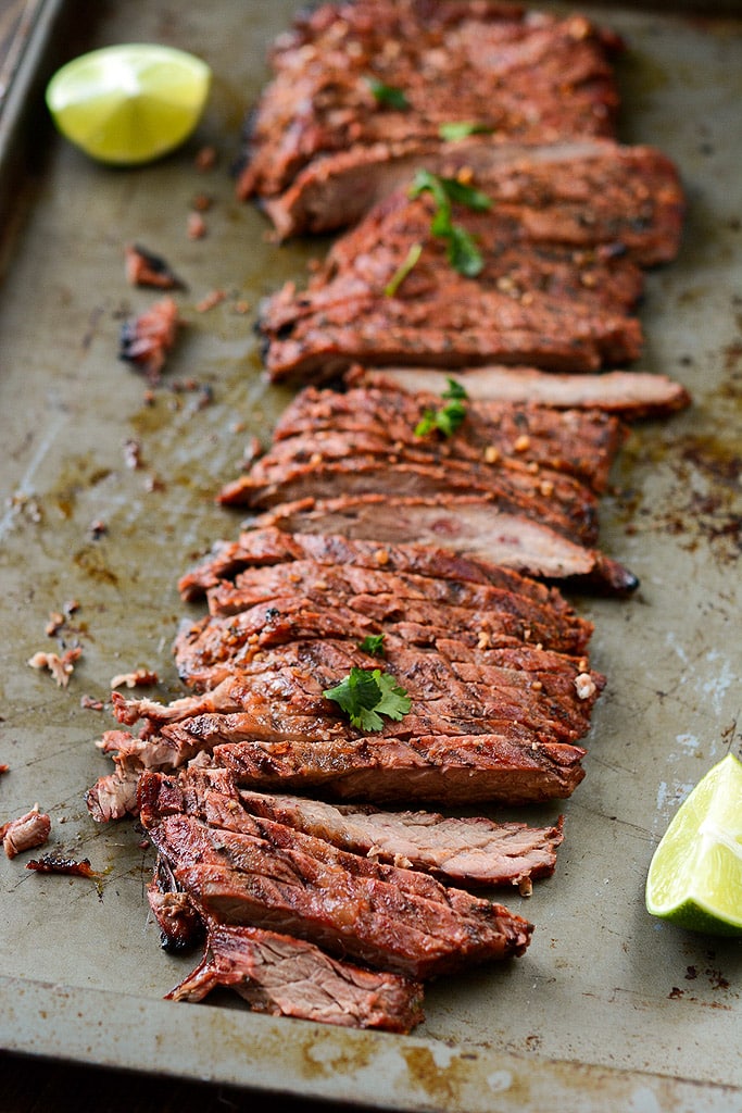 How To Make Carne Asada On The Grill Garnished Plate