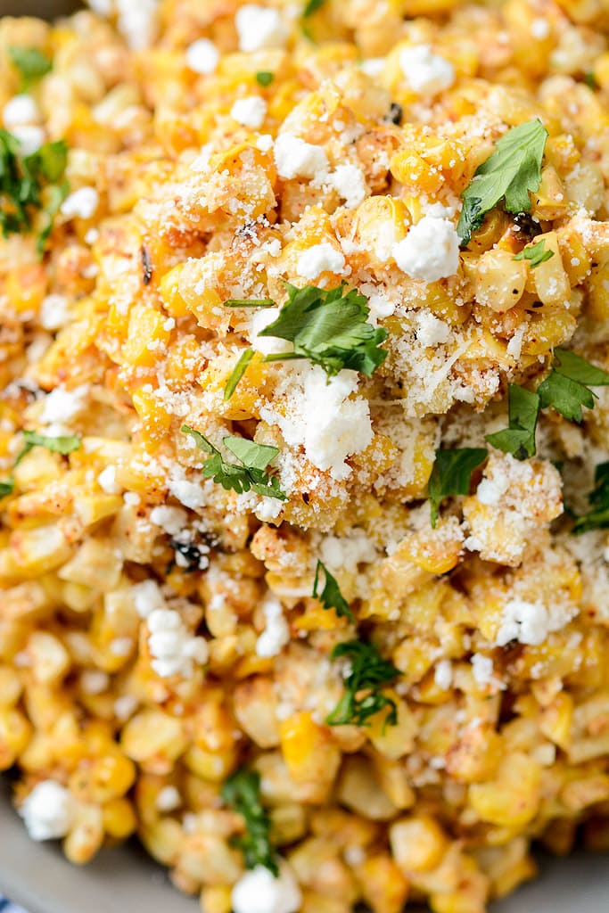 close up of Mexican Street Corn Salad