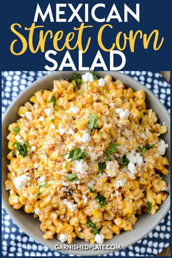 A delicious way to use up that end of summer corn, this Mexican Street Corn salad is perfect on it's own or amazing as a topping on your favorite tacos. #mexicanstreetcornsalad #cornsalad #corn #tacotuesday #mexican 