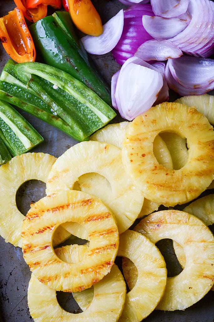 Vegetables and fruit for Grilled Pineapple Salsa