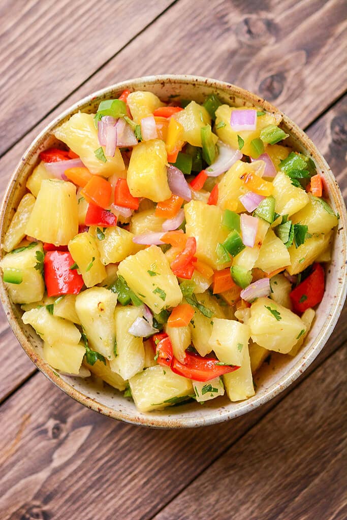 a bowl of Grilled Pineapple Salsa