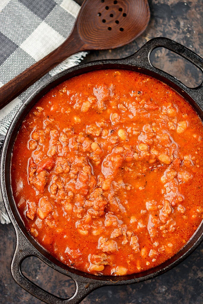 Slow Cooker Pumpkin Beer Chili - Garnished Plate