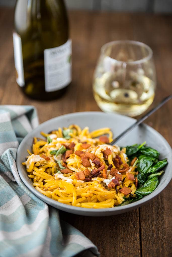 Butternut Squash Pasta with Kale and Goat Cheese