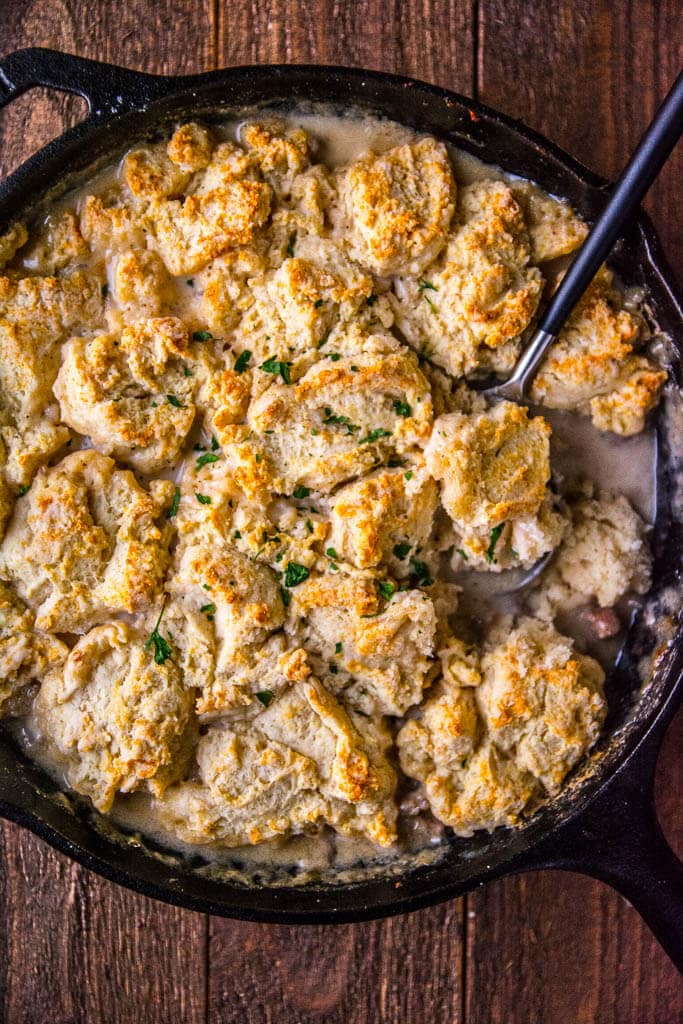 Skillet Biscuits and Gravy Casserole