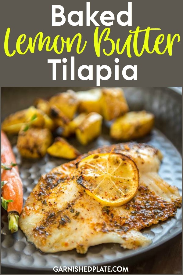 Baked Lemon Butter Tilapia - Garnished Plate
