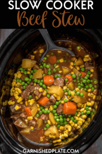 For a simple, easy to prepare dinner that is hearty and delicious you can't beat Slow Cooker Beef Stew! Easy and fast prep in the morning with your slow cooker will provide a delicious and classic meal ready by dinnertime. #slowcooker #beefstew