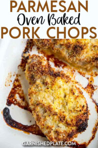 Family dinners don't get much easier than this! Parmesan Oven Baked Pork Chops are quick, juicy and delicious! Why not have these pork chops for dinner tonight? #parmesean #ovenbaked #porkchops