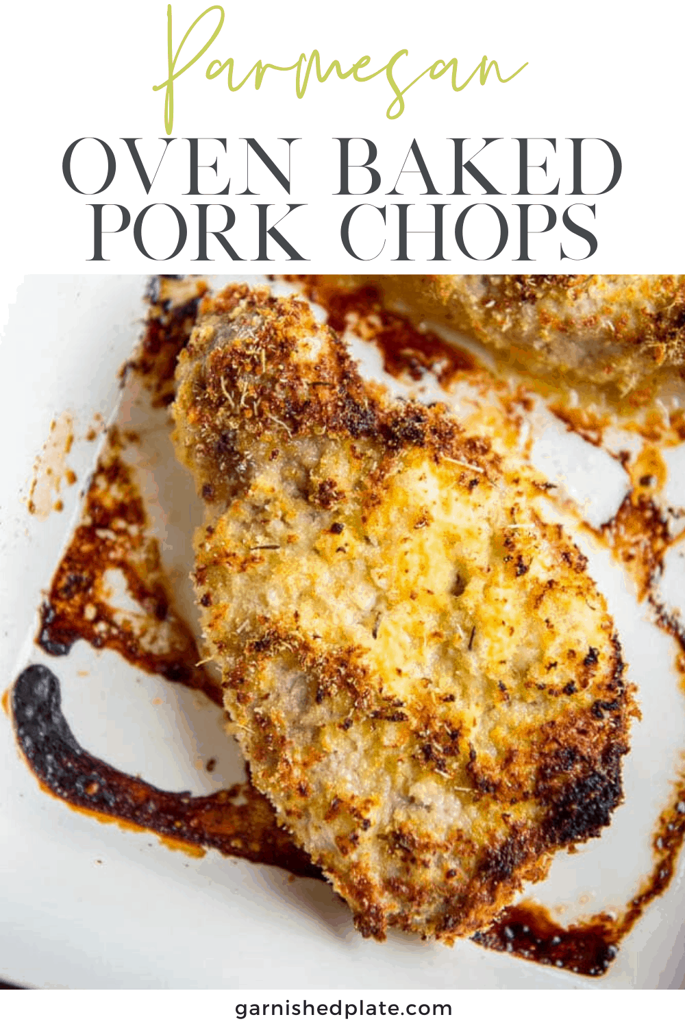 Parmesan Oven Baked Pork Chops - Garnished Plate