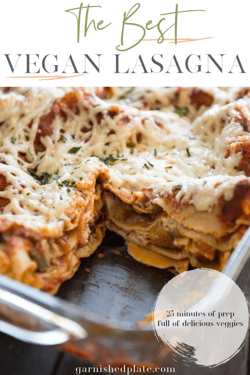 The Best Vegan Lasagna - Garnished Plate
