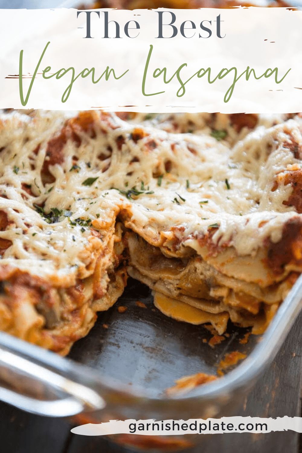 The Best Vegan Lasagna Garnished Plate