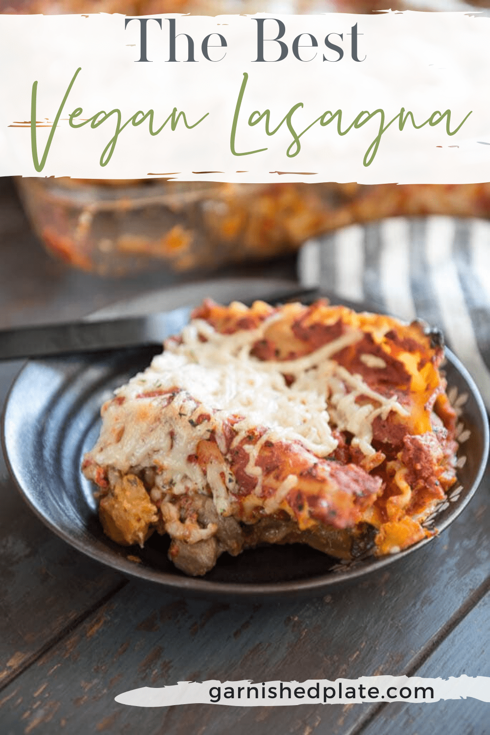 The Best Vegan Lasagna - Garnished Plate