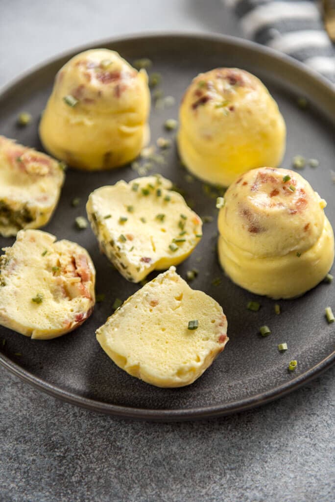 Instant Pot Sous Vide Egg Bites on gray plate