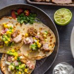 Grilled Chicken Street Tacos on metal plate