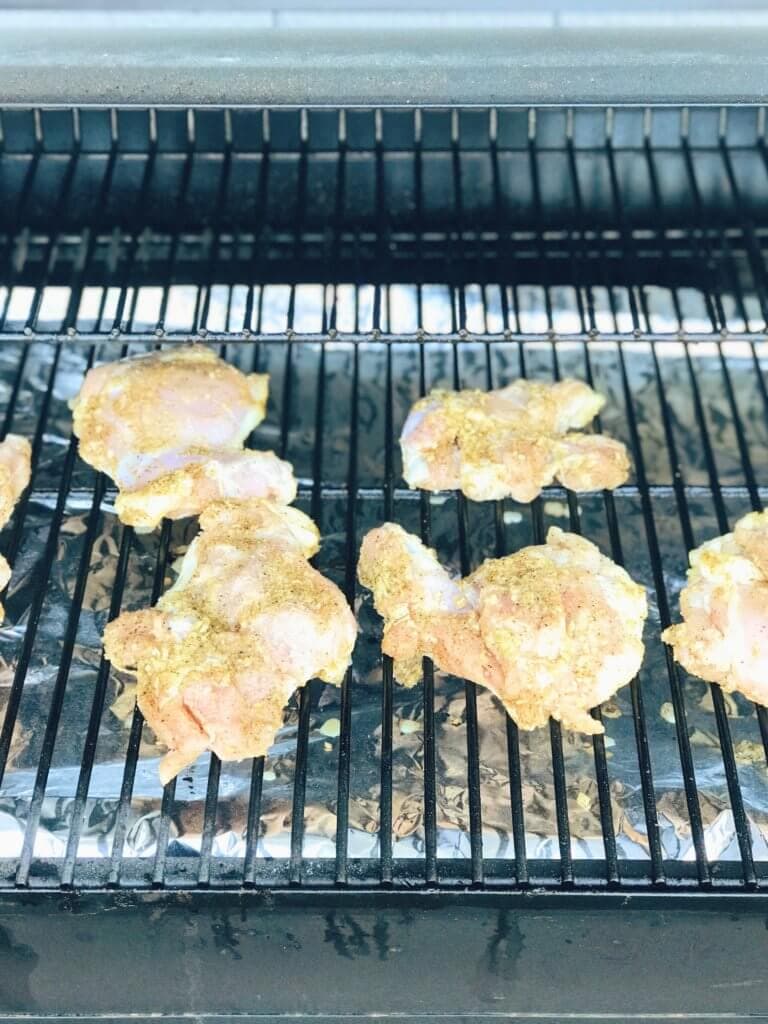 chicken thighs on the grill