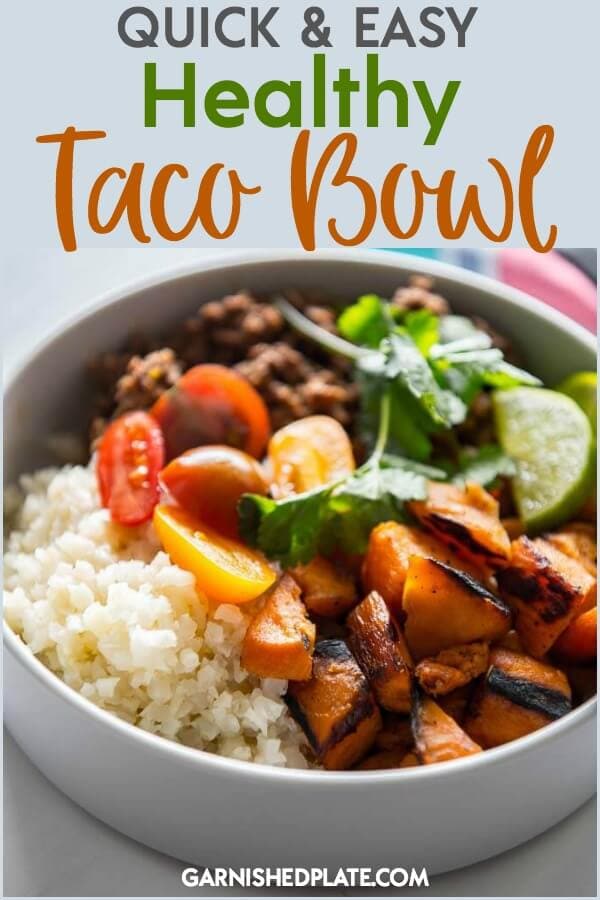 Quick & Easy Healthy Taco Bowl - Garnished Plate
