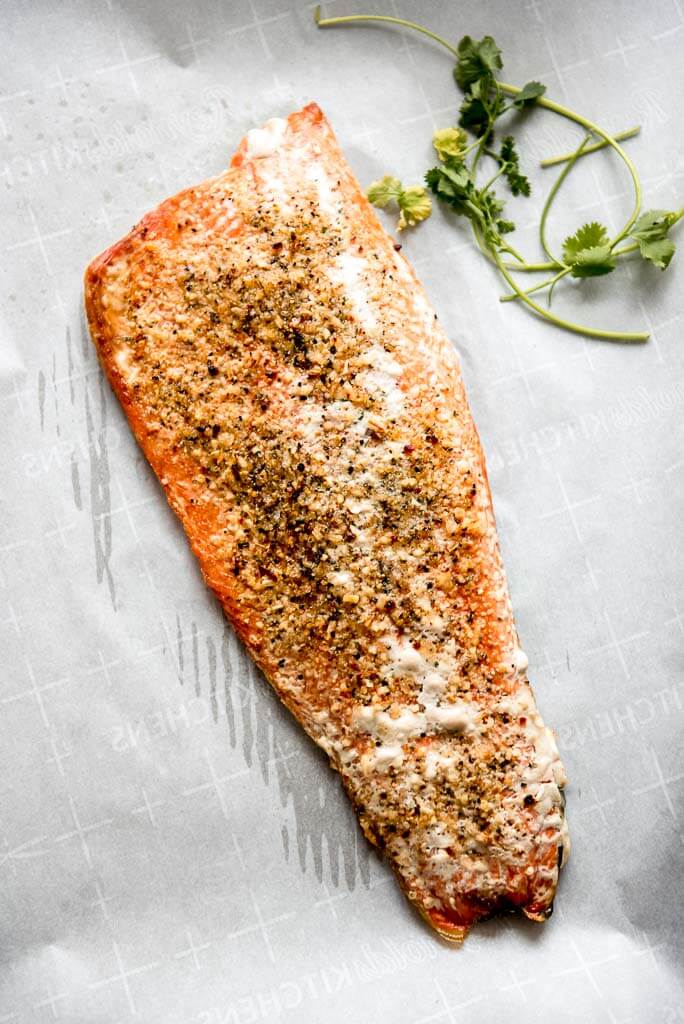 How To Bake Salmon In The Oven Garnished Plate