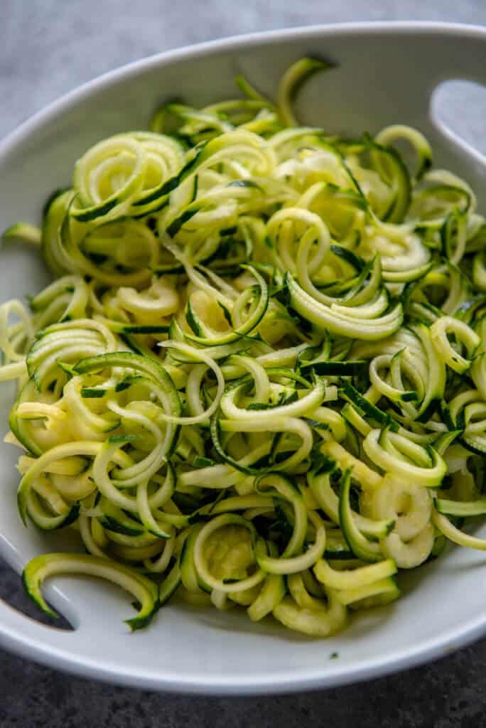 bowl filled with zucchini noodles
