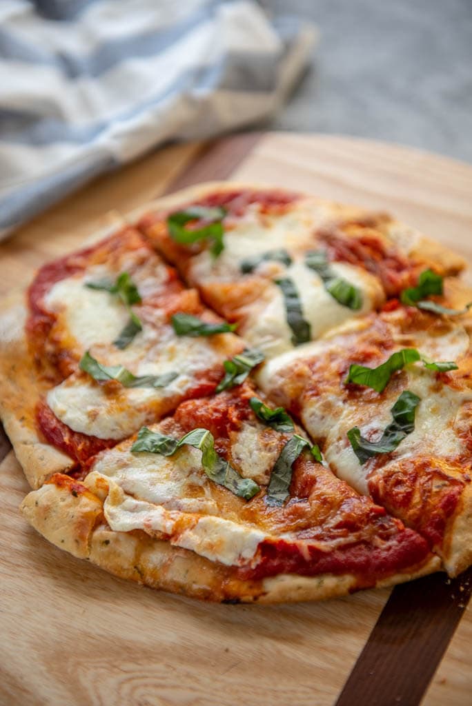 Cast Iron Margherita Pizza - Garnished Plate