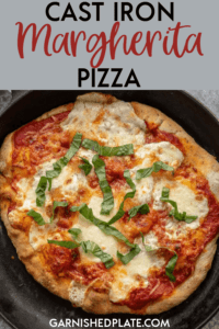 A quick, easy and delicious trick for getting that brick oven style pizza at home! Use your cast iron skillet to make this tasty Cast Iron Margherita Pizza! #pizza #castiron #skilletmeal #margherita 