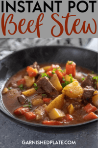 If you are looking for a recipe to make in your pressure cooker, you can't go wrong with this classic dish.  Instant Pot Beef Stew is rich, tender and packed full of comfort food flavors. #instantpot #beefrecipe #beefstew