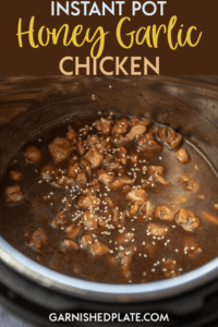 A quick and simple chicken dish that the whole family will love! Instant Pot Honey Garlic Chicken is sweet and tangy and pair perfectly with rice and veggies for a wholesome dinner. #instantpot #chickenrecipe #pressurecooker