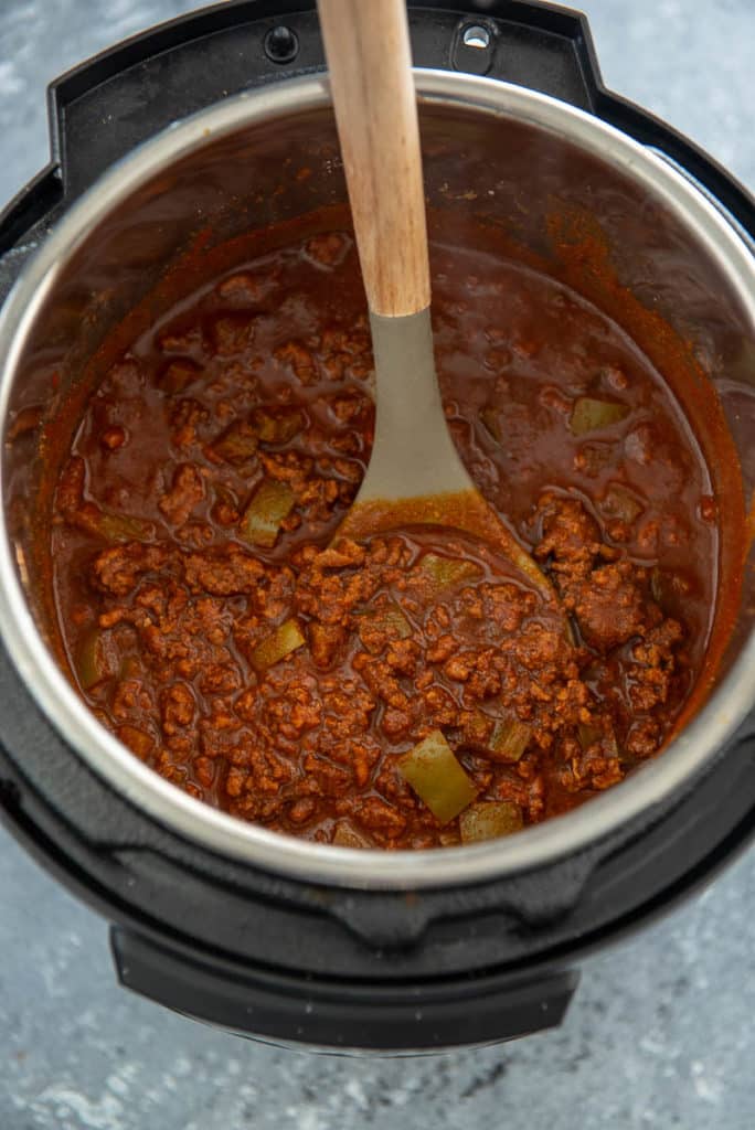 Cincinnati chili in the Instant Pot with a ladle