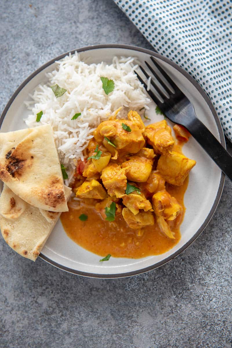 Instant Pot Butter Chicken Garnished Plate