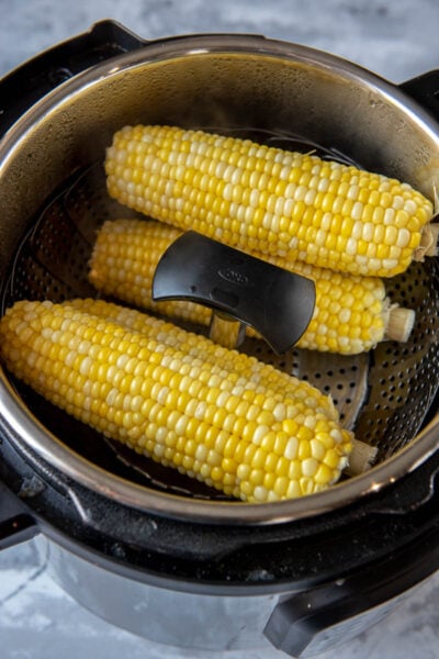 corn on the cob in Instant Pot with trivet