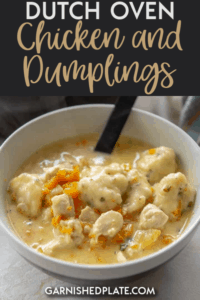 They key to making light and fluffy dumplings is to not over-mix the flour.  Stir everything together until just combined and then slowly spoon into the simmering sauce. #dutchoven #chickenrecipe #chickenanddumplings