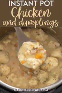 You never knew a comfort food meal this delicious could come together so quickly and be so easy to make! These Instant Pot Chicken and Dumplings are made all in one pot and take only a few minutes of hands-on prep time!! #instantpot #chickenthighs #chickenanddumplings