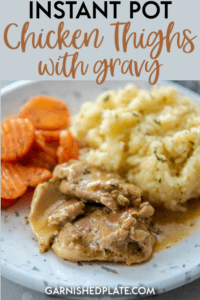 Are you tired of dry boring chicken? These Instant Pot Chicken Thighs with Gravy will change your life!! Super easy to make and hard to mess up!  #instantpot #chickenthighs #chickenrecipe