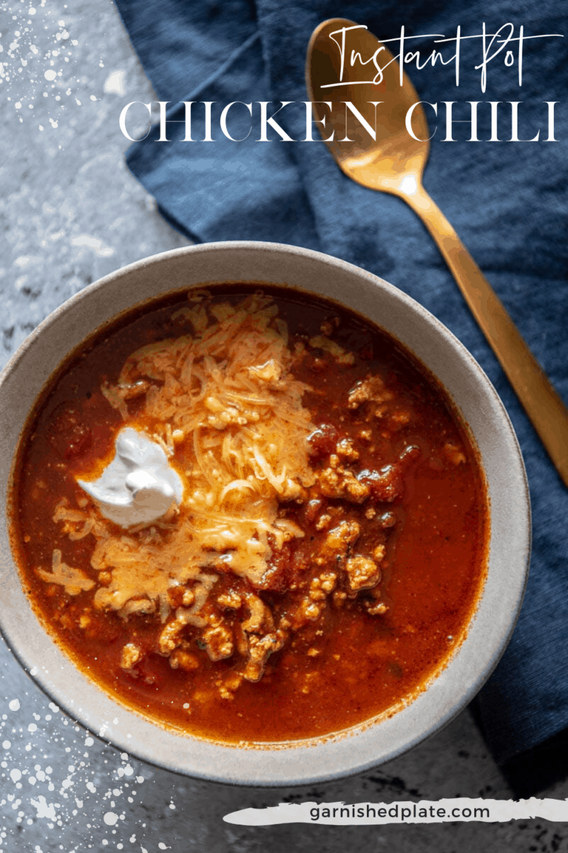 Instant Pot Chicken Chili Garnished Plate