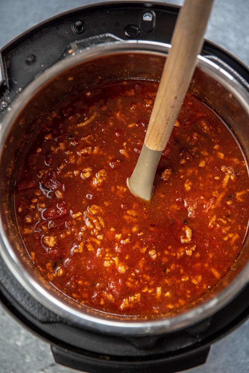 instant pot full of chili