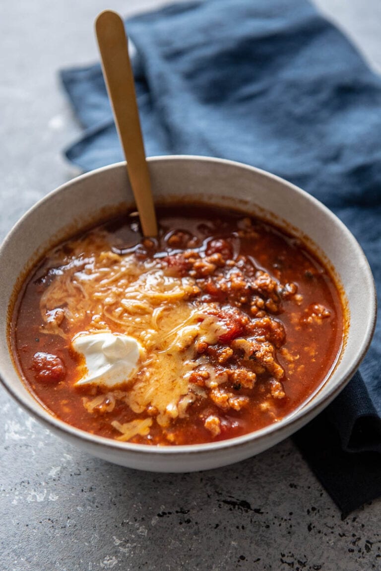 Instant Pot Chicken Chili - Garnished Plate