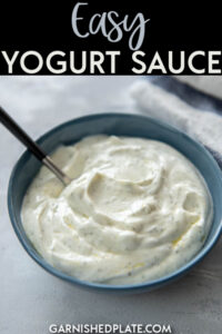 This easy 4 ingredient yogurt sauce is the perfect topping for spicy and flavorful dishes like Moroccan Chicken and Fresh Salmon Patties. #yogurtsauce