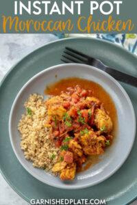 Is chicken boring? Not this chicken! Once you try it you won't stop thinking about it! Grab your Instant Pot and add a delicious spice blend, tomatoes and chicken breasts and have a recipe that's perfect for dinner or meal prep! Just 10 minutes in the pressure cooker for the best and most flavorful Moroccan Chicken. #instantpot #chicken #moroccanchicken