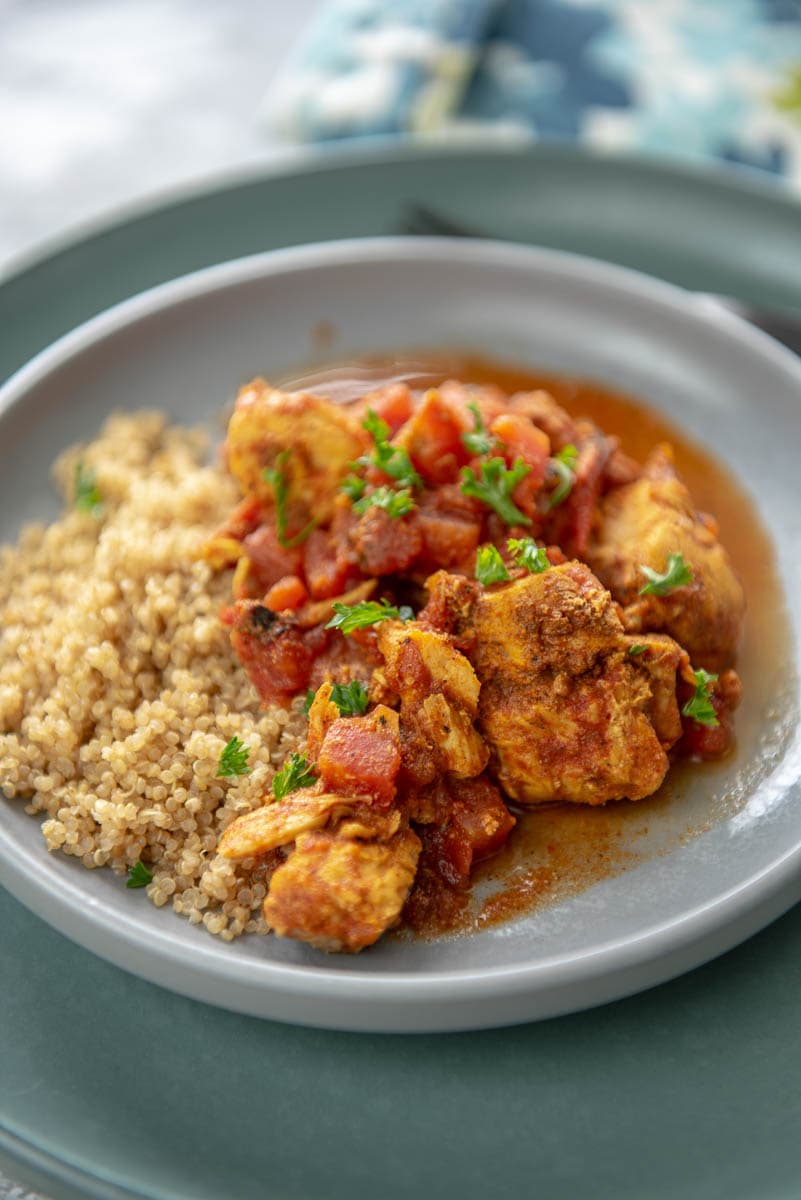 Meal Prep Moroccan Chicken Bowls - Garnished Plate