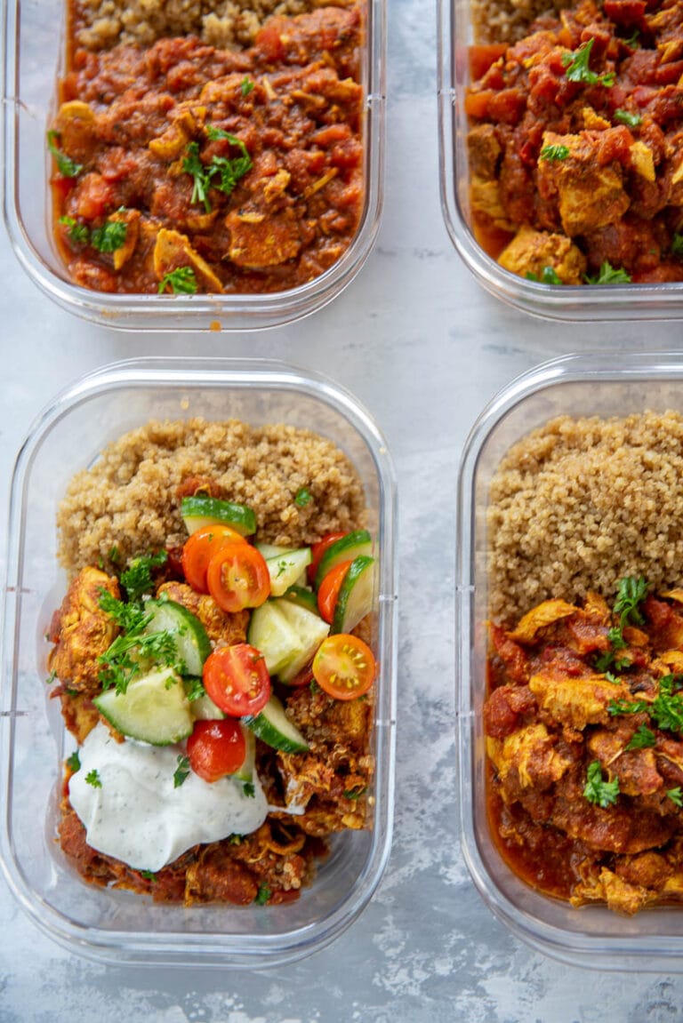 Meal Prep Moroccan Chicken Bowls - Garnished Plate