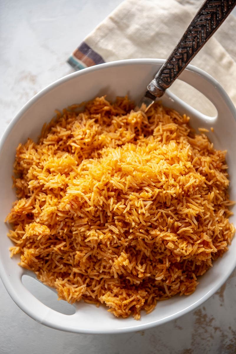 Instant Pot Spanish Rice - Garnished Plate