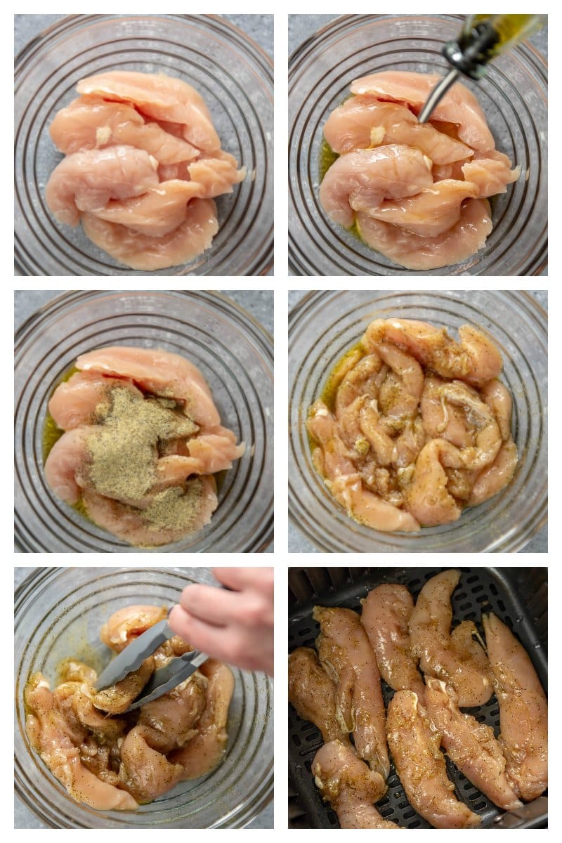 step by step collage making chicken breast in air fryer