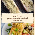 Air Fryer Parmesan Crusted Salmon - Garnished Plate