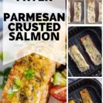 Air Fryer Parmesan Crusted Salmon - Garnished Plate