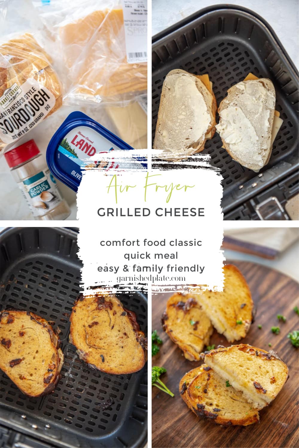 Air Fryer Grilled Cheese Garnished Plate
