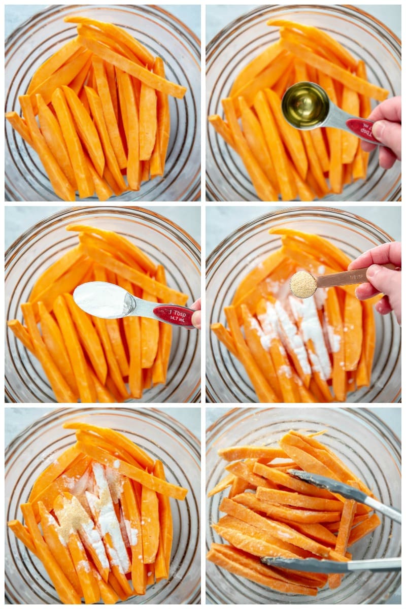 step by step preparing sweet potato fries from scratch