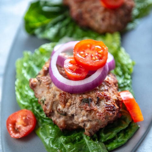 Air Fryer Turkey Burgers - Garnished Plate