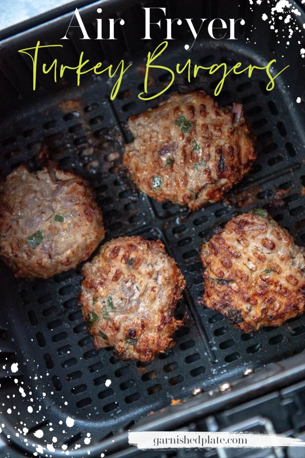 Air Fryer Turkey Burgers Garnished Plate