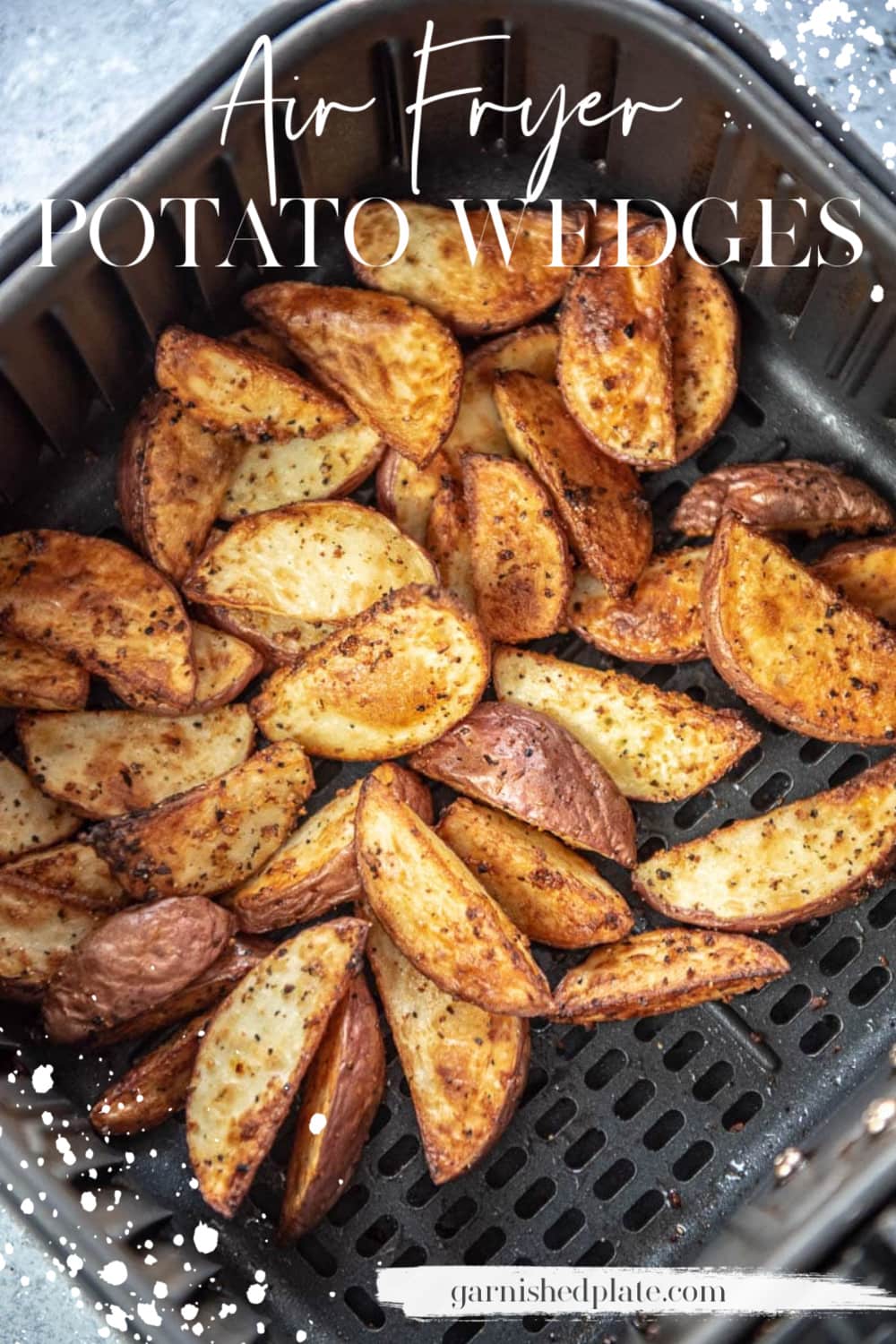 air-fryer-potato-wedges-garnished-plate