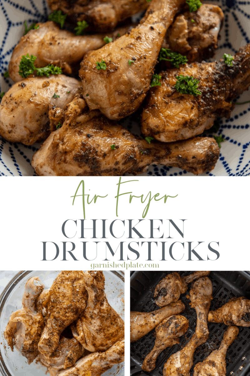 Air Fryer Chicken Drumsticks - Garnished Plate