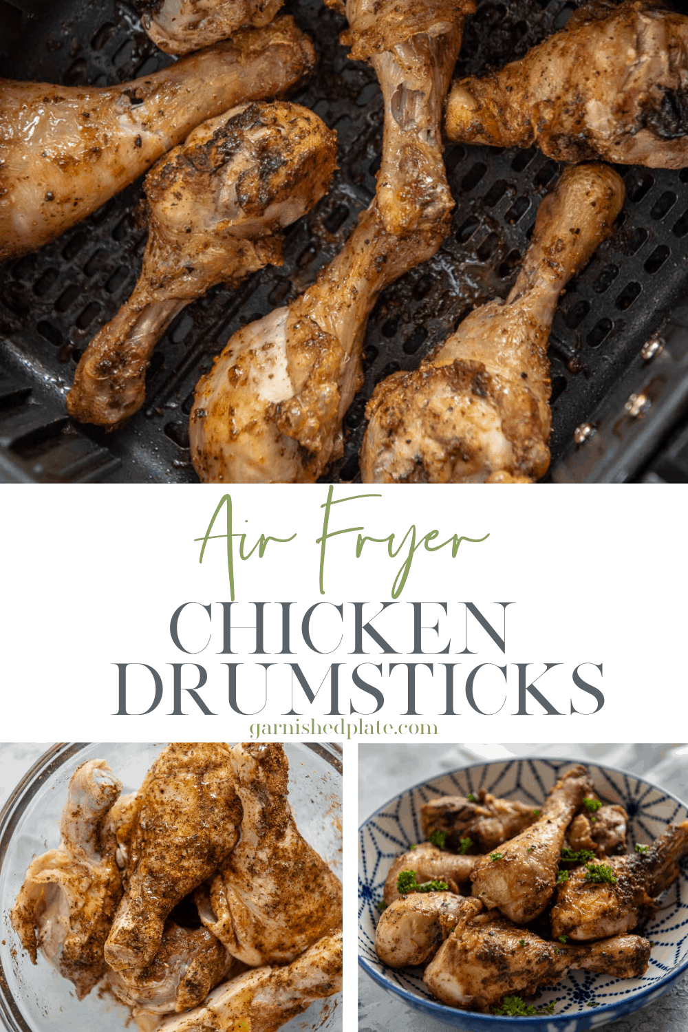 Air Fryer Chicken Drumsticks - Garnished Plate