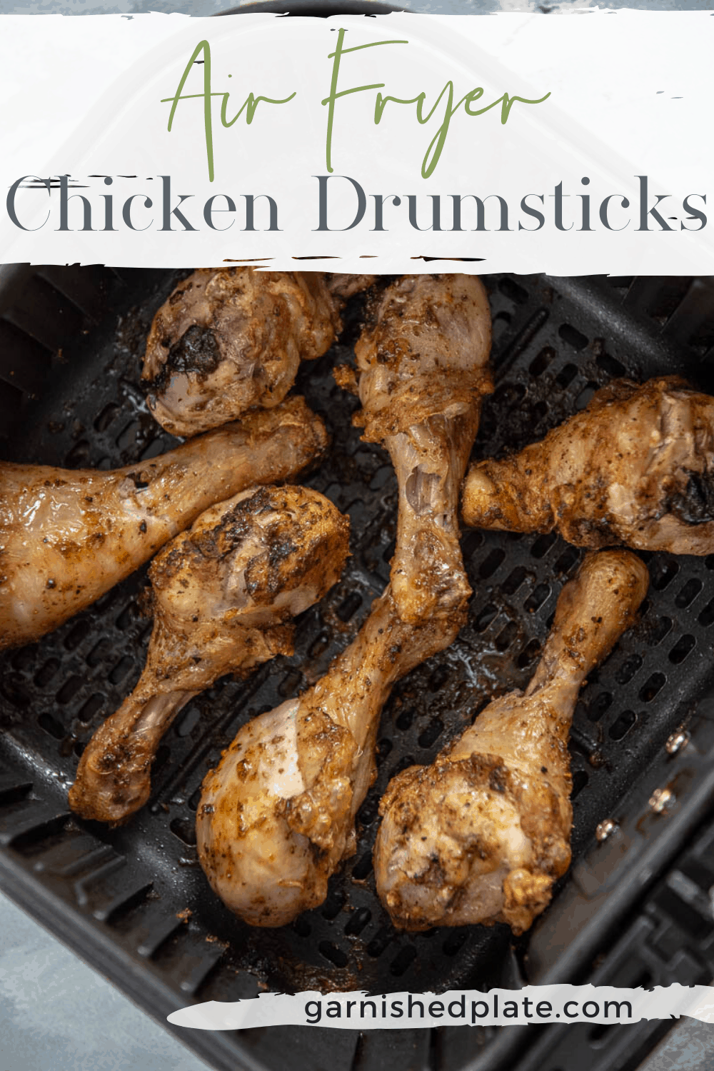 Air Fryer Chicken Drumsticks - Garnished Plate